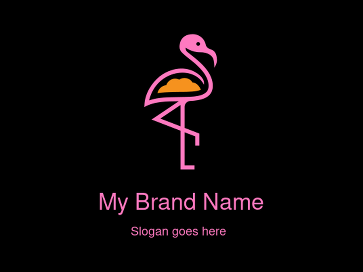 Pink Flamingo Logo with Sunset Element – Perfect for Tropical Resorts, Summer Brands, and Travel Companies